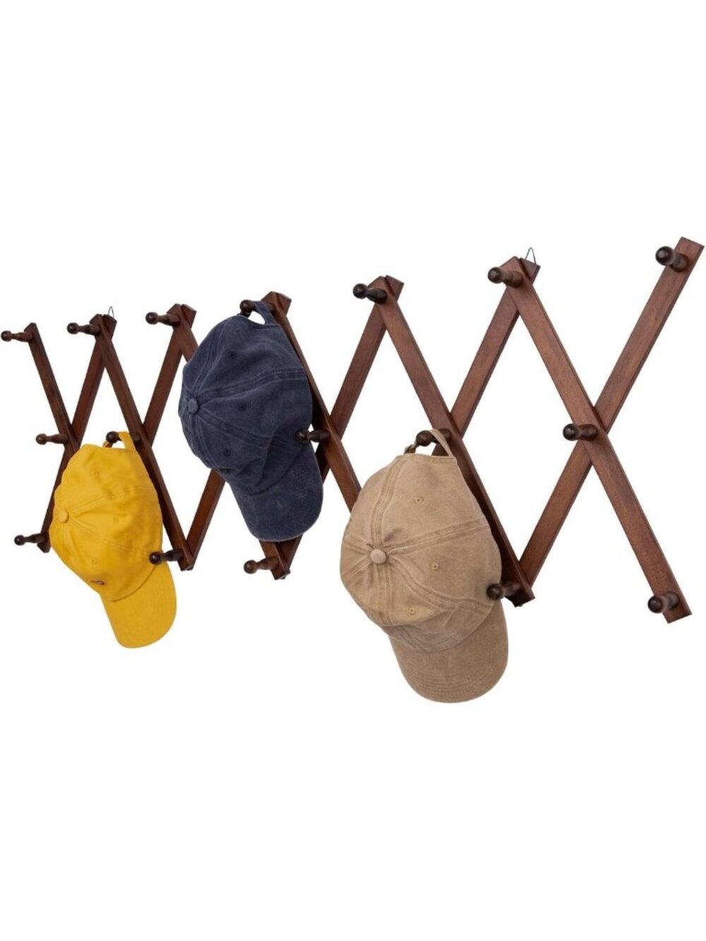 Expandable Accordion Wall Hanger with 20 Hooks for Hats, Coats, Jewelry & More